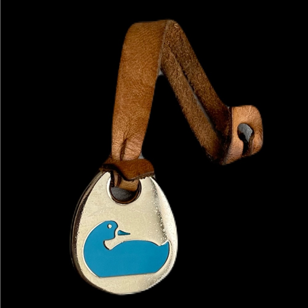 Dooney & Bourke Tan Leather Keychain with Silver Charm
